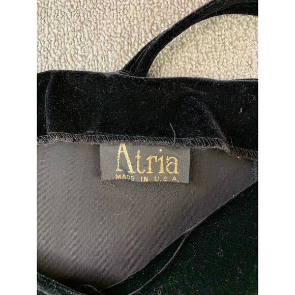 Vintage Atria Dress Velvet Formal Maxi Sleeveless Black Size Medium - Picture 4 of 7